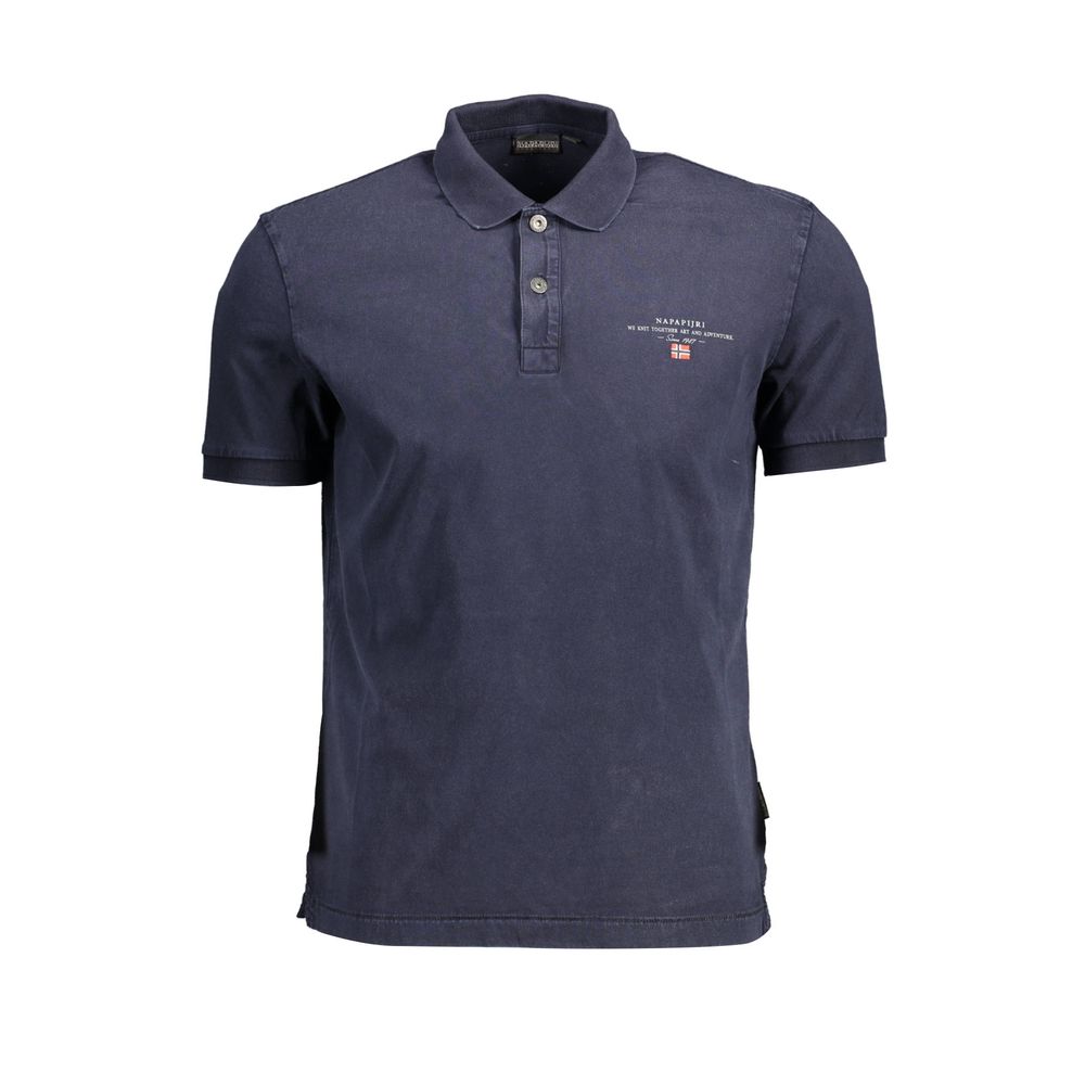 Polo Shirt by Napapijri for men in cotton blue, signature & print presents a crisp silhouette, artfully detailed with a crisp and crisp .