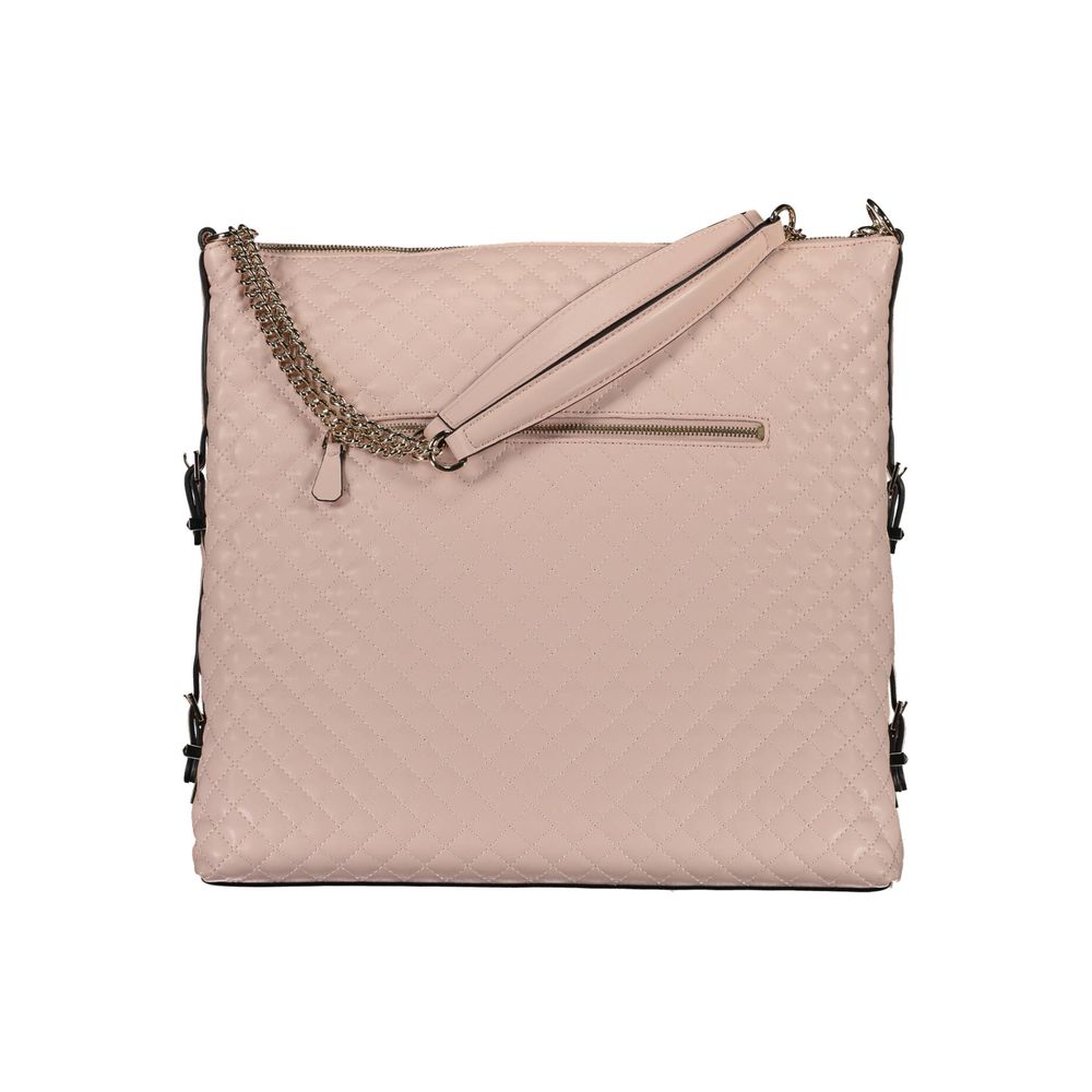 Handbag by Guess Jeans for women in polyethylene pink, signature-print & print features a ornamental silhouette, showcasing a secure , ample , and ornamental handle for a sophisticated look.