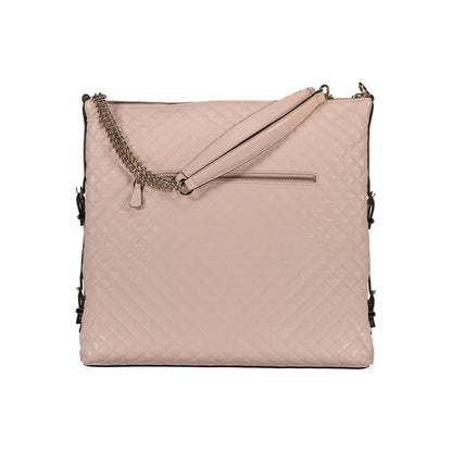 Handbag by Guess Jeans for women in polyethylene pink, signature-print & print features a ornamental silhouette, showcasing a secure , ample , and ornamental handle for a sophisticated look.