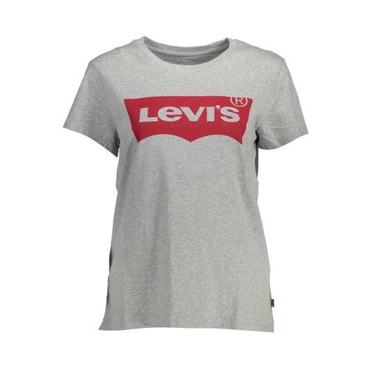 Levi's Women's Short-Sleeve Round Neck Cotton T-Shirt - Brown Gray Signature Print