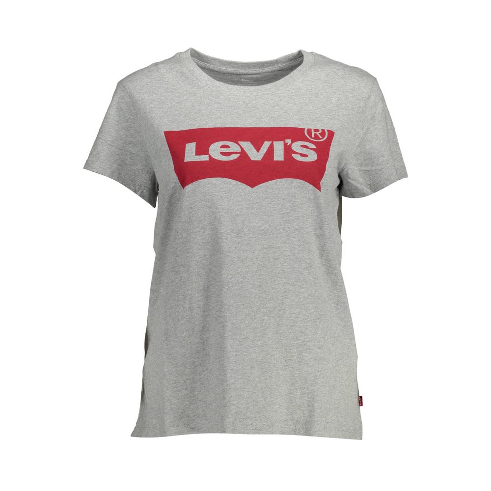Levi's Women's Short-Sleeve Round Neck Cotton T-Shirt - Brown Gray Signature Print