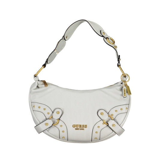 Shoulder Handbag by Guess Jeans for women in polyethylene brown & gray features a ornamental silhouette, showcasing a secure zipper, ample external-pockets, and ornamental shoulder-strap for a sophisticated look.