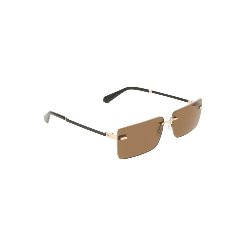 Sunglasses by Calvin Klein for women in metal and beige & brown featuring an opulent with a sophisticated beige coloured frame finish and high-performance .
