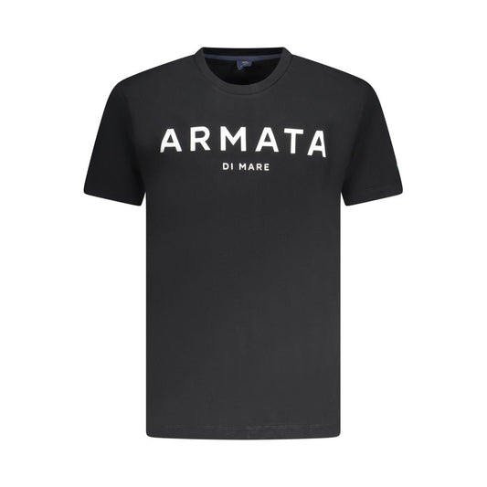 T-Shirt by Armata Di Mare for men in cotton black & print showcases a chic silhouette, artfully detailed with a chic crew neckline and short-sleeve for a chic finish.