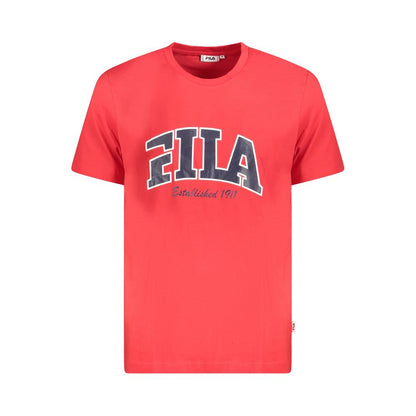 T-Shirt by Fila for men in cotton red & print features a plush silhouette, showcasing a sophisticated crew neckline and for a truly plush finish.
