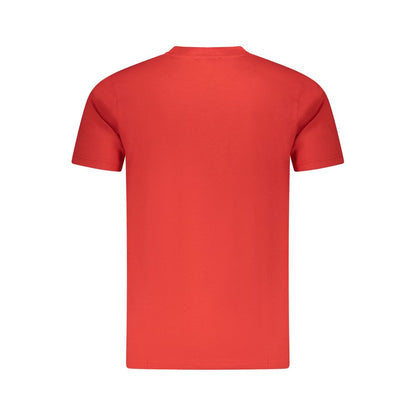 T-Shirt by Cavalli Class for men in cotton red showcases a dramatic silhouette, elegantly detailed with a dramatic crew neckline and for a truly dramatic finish.