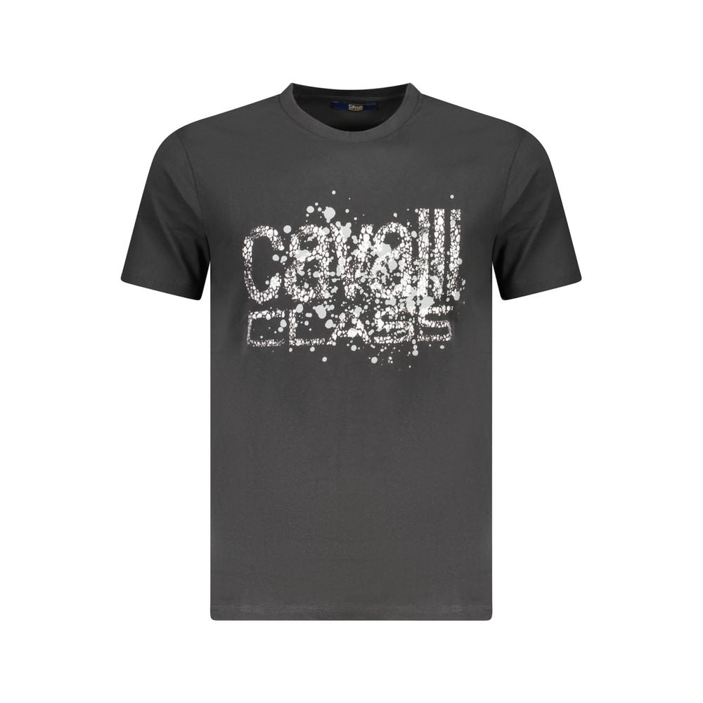T-Shirt by Cavalli Class for men in cotton black, signature & print features a plush silhouette, showcasing a sophisticated crew neckline and short-sleeve for a truly plush finish.