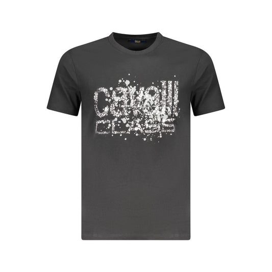 T-Shirt by Cavalli Class for men in cotton black, signature & print features a plush silhouette, showcasing a sophisticated crew neckline and short-sleeve for a truly plush finish.