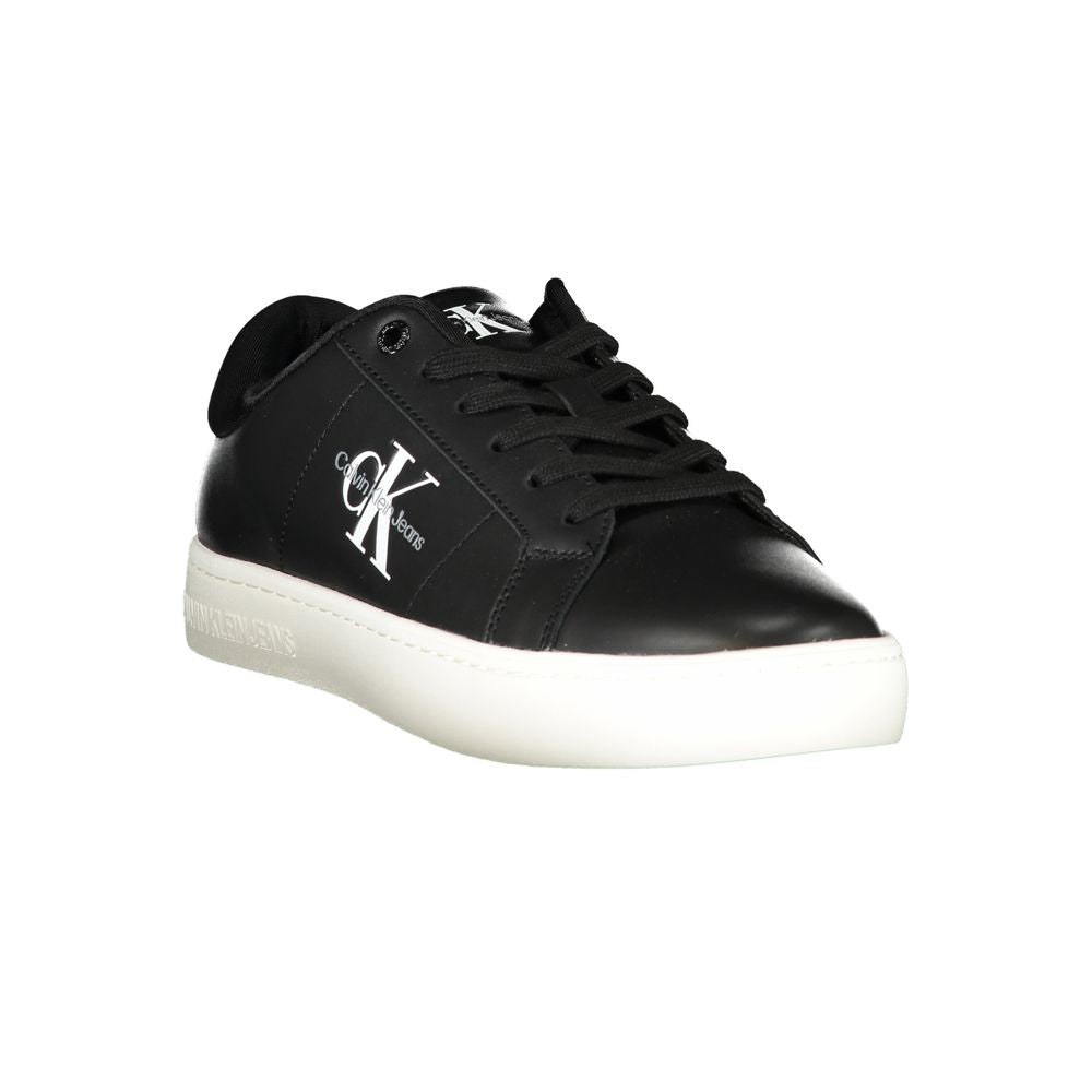 Sneakers by Calvin Klein for men in polyester polyurethane leather black, white & signature presents a sumptuous silhouette from the Men's Low-Top Polyester Polyurethane Leather Sneakers collection, showcasing a sumptuous low-top style for an elevated aesthetic.