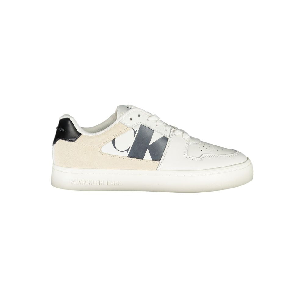 Sneakers by Calvin Klein for women in polyester & rubber white & print presents a sumptuous silhouette from the Women's Fashion Polyester & Rubber Sneakers collection, showcasing a sumptuous fashion style for an elevated aesthetic.
