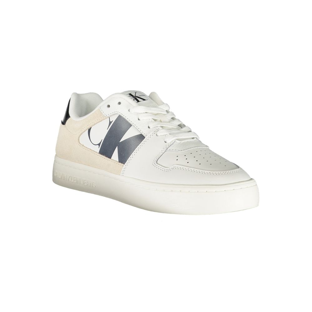 Sneakers by Calvin Klein for women in polyester & rubber white & print presents a sumptuous silhouette, artfully capturing the essence of the Women's Fashion Polyester & Rubber Sneakers with its sumptuous fashion style design.