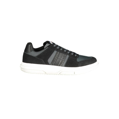 Sneakers by Tommy Hilfiger for men in polyester polyethylene leather black features an opulent silhouette from the Men's Fashion Polyester Polyethylene Leather Sneakers collection, showcasing a signature fashion style with an opulent finish.