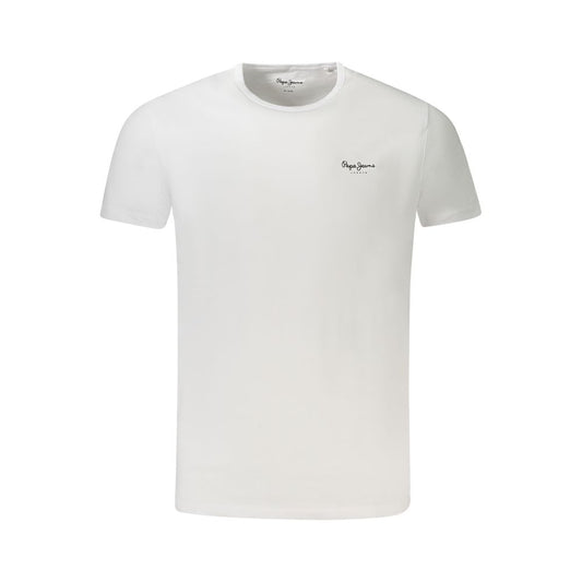 T-Shirt by Pepe Jeans for men in stretch cotton white & print showcases a dramatic silhouette, elegantly detailed with a dramatic crew neckline and short-sleeve for a truly dramatic finish.