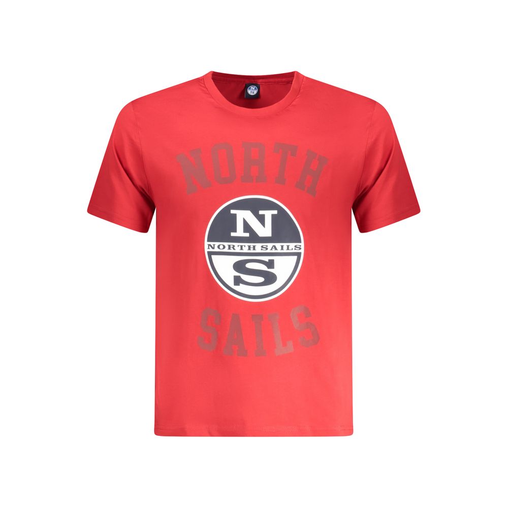 T-Shirt by North Sails for men in cotton red & print showcases a fashionable silhouette, elegantly detailed with a fashionable and crew neckline for a sophisticated, high-fashion look.
