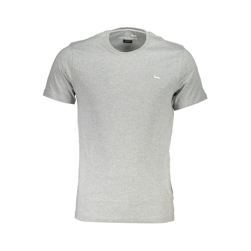 T-Shirt by Harmont & Blaine for men in cotton brown & gray features an edgy silhouette, meticulously detailed with a sophisticated short-sleeve and crew neckline for a truly edgy finish.