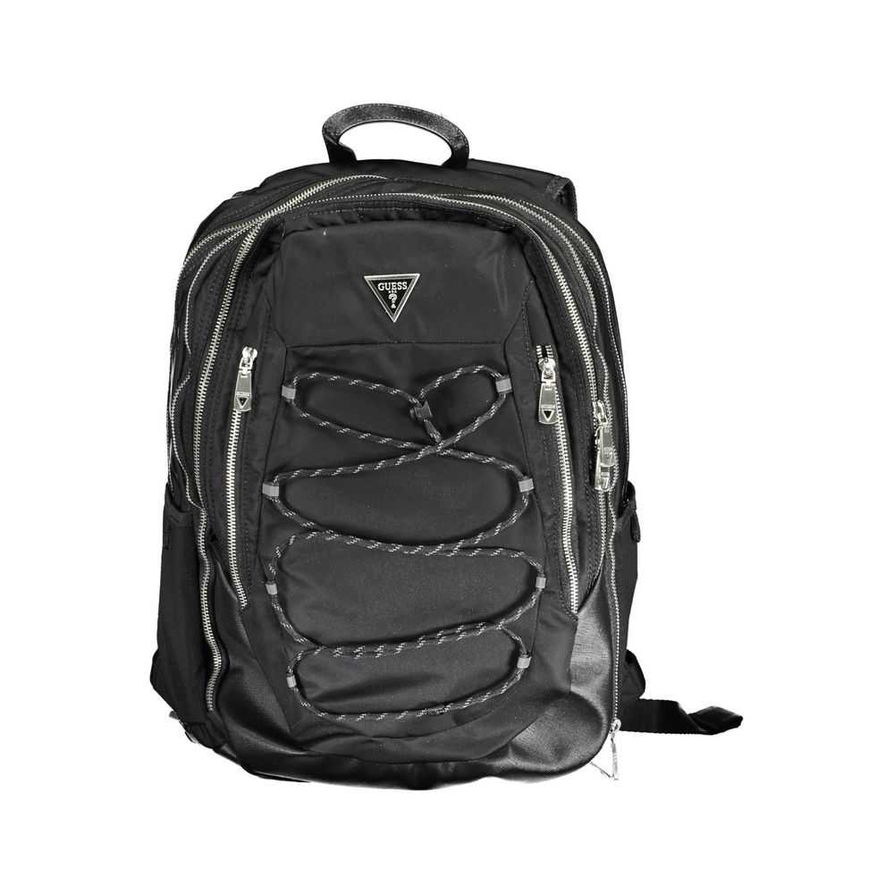 Backpack by Guess Jeans for men in polyamide black features a architectural Polyamide Backpack design with a secure , ample external-pockets & laptop-compartment, and versatile backpack-strap & adjustable-strap for a architectural finish.