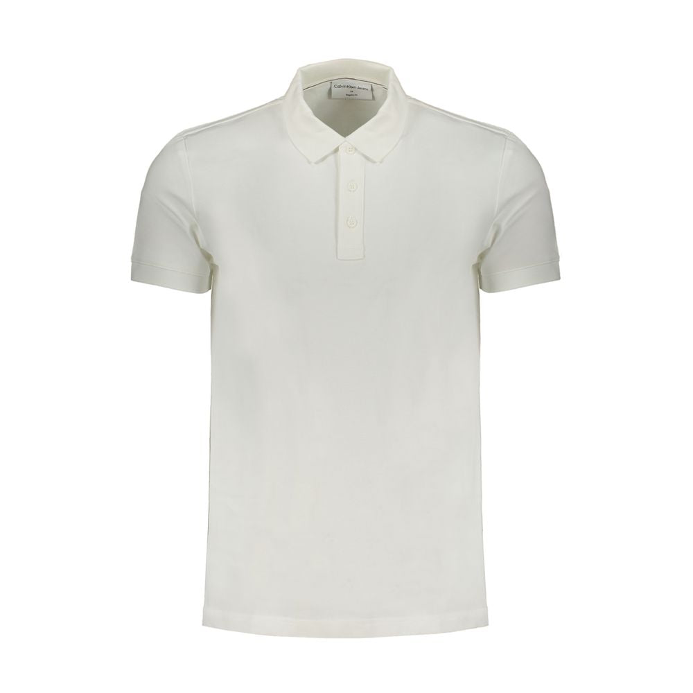 Polo Shirt by Calvin Klein for men in cotton white & print presents a distinguished silhouette, showcasing a sophisticated and distinguished for a truly distinguished finish.