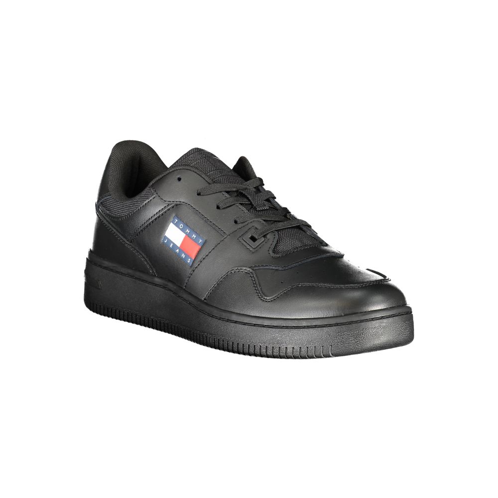 Athletic Sneakers by Tommy Hilfiger for men in polyester black & print showcases an impeccable silhouette, defined by an impeccable athletic style design that perfectly captures the essence of the Men's Athletic Polyester Sneakers.