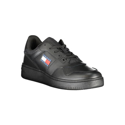 Athletic Sneakers by Tommy Hilfiger for men in polyester black & print showcases an impeccable silhouette, defined by an impeccable athletic style design that perfectly captures the essence of the Men's Athletic Polyester Sneakers.