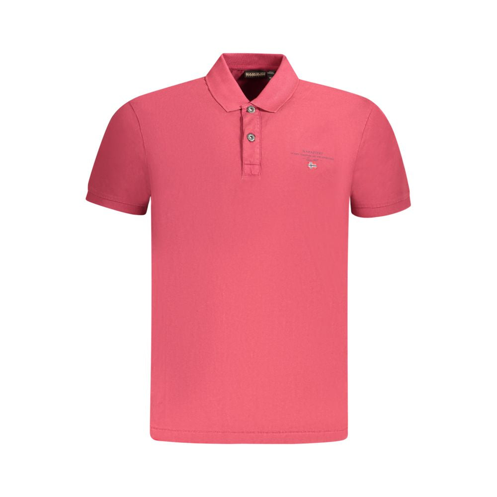 Polo Shirt by Napapijri for men in cotton red & print presents a crisp silhouette, artfully detailed with a crisp short-sleeve and crisp .