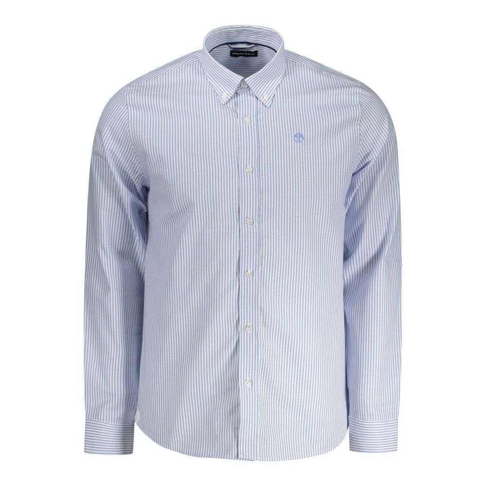 Dress Shirt by North Sails for men in cotton light-blue & striped, featuring a nuanced long-sleeve and nuanced button-down-collar neckline for a sophisticated finish.