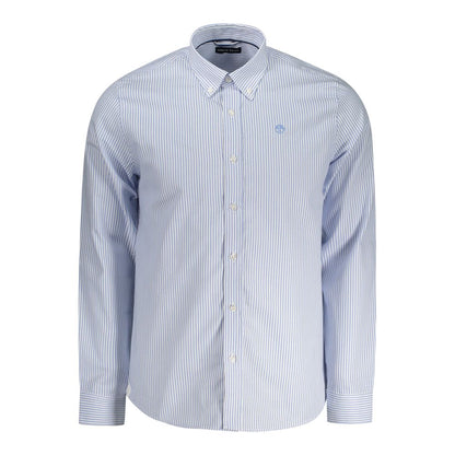 Dress Shirt by North Sails for men in cotton light-blue & striped, featuring a nuanced long-sleeve and nuanced button-down-collar neckline for a sophisticated finish.