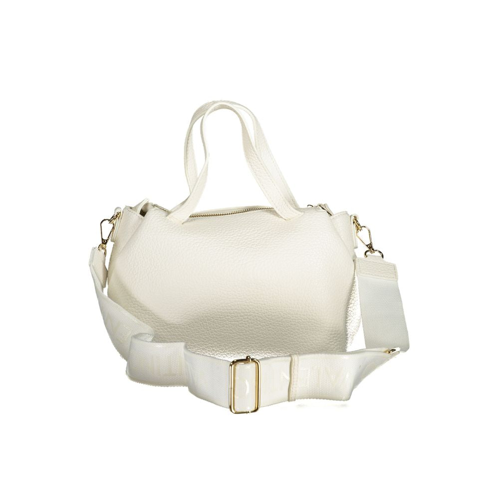 Crossbody Handbag by Mario Valentino for women in polyurethane white features a signature silhouette, showcasing a secure zipper and signature with versatile crossbody-strap, shoulder-strap, handle & adjustable-strap for a sophisticated look.
