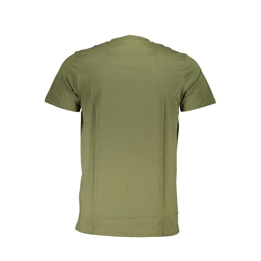 T-Shirt by Cavalli Class for men in cotton green & print showcases a dramatic silhouette, elegantly detailed with a dramatic and for a truly dramatic finish.
