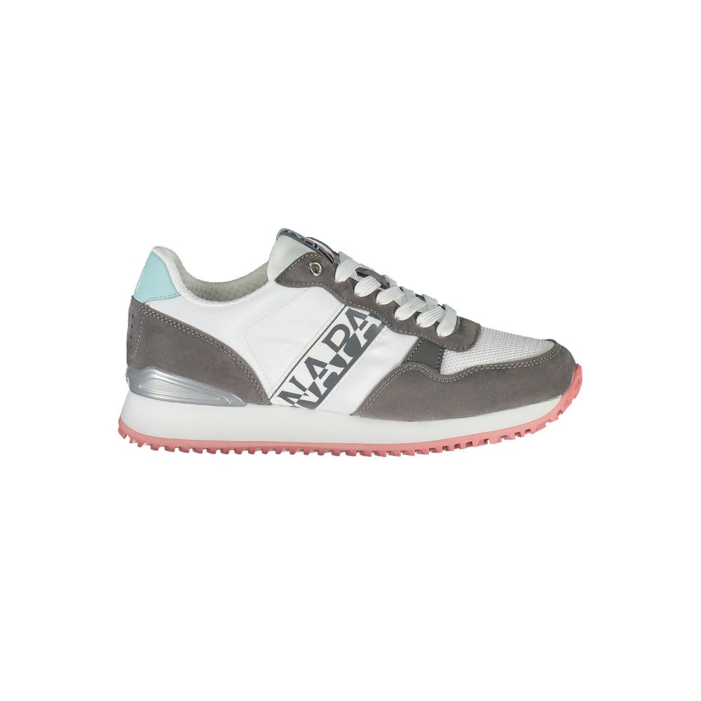 Sneakers by Napapijri for women in polyester & polyethylene white features an sumptuous silhouette, showcasing the premium Women's Fashion Polyester & Polyethylene Sneakers in a sumptuous fashion style that offers a sumptuous finish for refined style.
