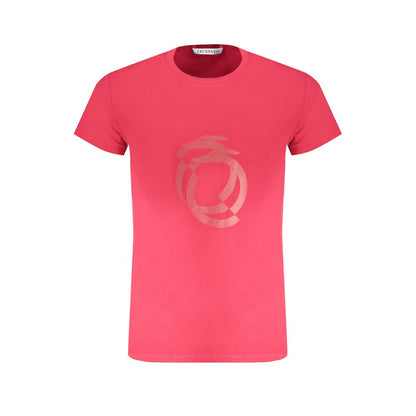 T-Shirt by Trussardi for men in cotton red & print showcases a dramatic silhouette, elegantly detailed with a dramatic crew neckline and for a truly dramatic finish.
