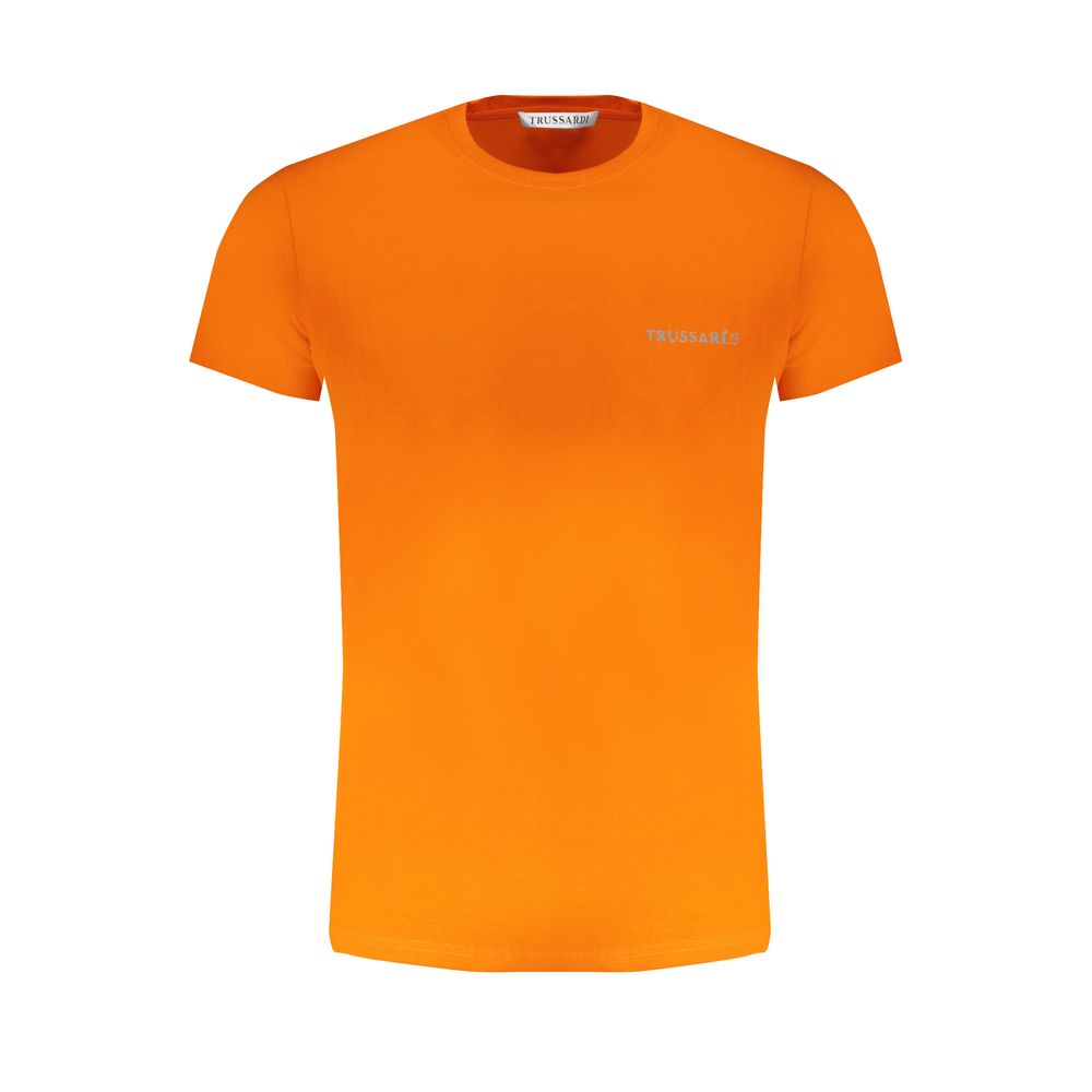 T-Shirt by Trussardi for men in cotton orange & print features an on trend silhouette, perfectly showcasing a on trend short-sleeve and crew neckline for an elevated aesthetic.