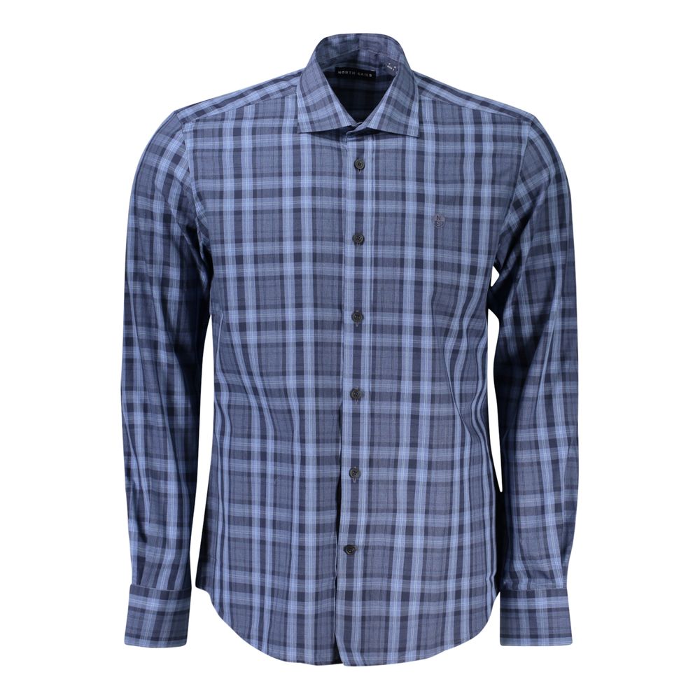 Shirt by North Sails for men in cotton light-blue & tartan showcases a sleek silhouette, elegantly detailed with a sleek and long-sleeve for a sleek finish.