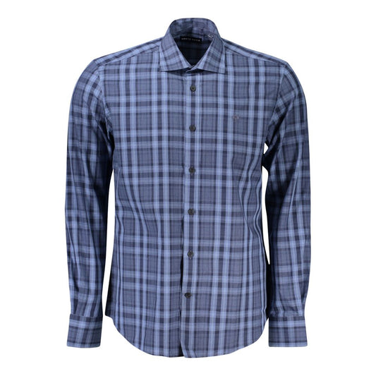 Shirt by North Sails for men in cotton light-blue & tartan showcases a sleek silhouette, elegantly detailed with a sleek and long-sleeve for a sleek finish.