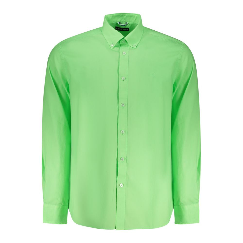 Shirt by North Sails for men in cotton green features an architectural silhouette with a refined long-sleeve and elegant button-down-collar neckline for a architectural look.