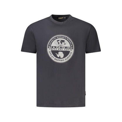 T-Shirt by Napapijri for men in organic cotton black & print showcases a chic silhouette, artfully detailed with a chic crew neckline and for a chic finish.