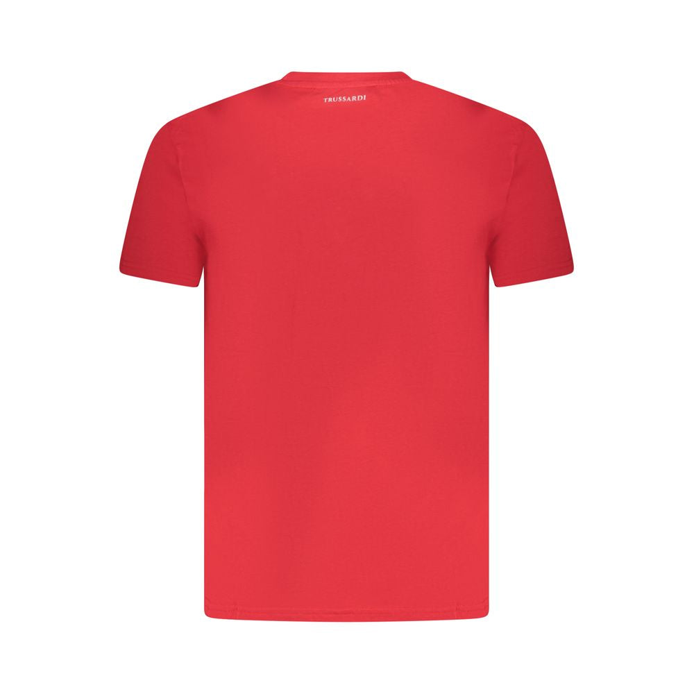 T-Shirt by Trussardi for men in cotton red & print showcases a chic silhouette, artfully detailed with a chic crew neckline and for a chic finish.