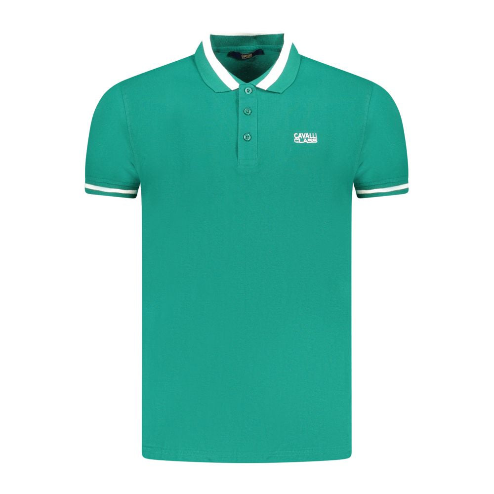 Polo Shirt by Cavalli Class for men in cotton green showcases a enviable silhouette, featuring a refined and short-sleeve for a enviable finish.