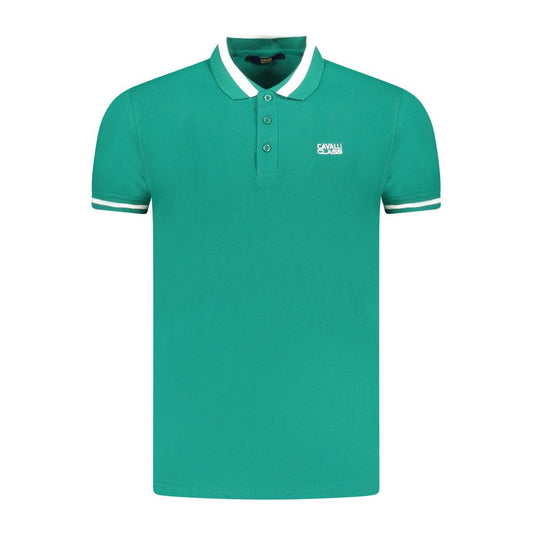 Polo Shirt by Cavalli Class for men in cotton green showcases a enviable silhouette, featuring a refined and short-sleeve for a enviable finish.