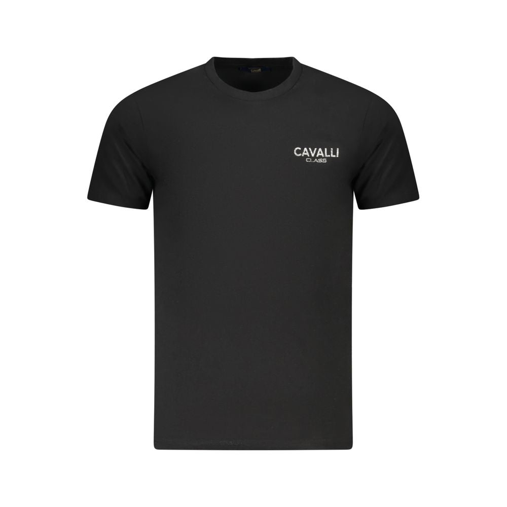 T-Shirt by Cavalli Class for men in cotton black & print features an on trend silhouette, perfectly showcasing a on trend and crew neckline for an elevated aesthetic.