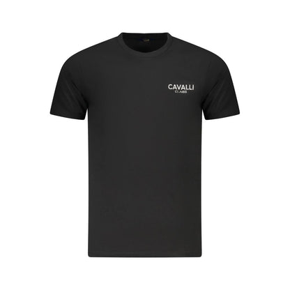 T-Shirt by Cavalli Class for men in cotton black & print features an on trend silhouette, perfectly showcasing a on trend and crew neckline for an elevated aesthetic.