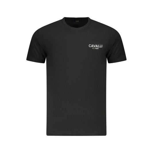 T-Shirt by Cavalli Class for men in cotton black & print features an on trend silhouette, perfectly showcasing a on trend and crew neckline for an elevated aesthetic.