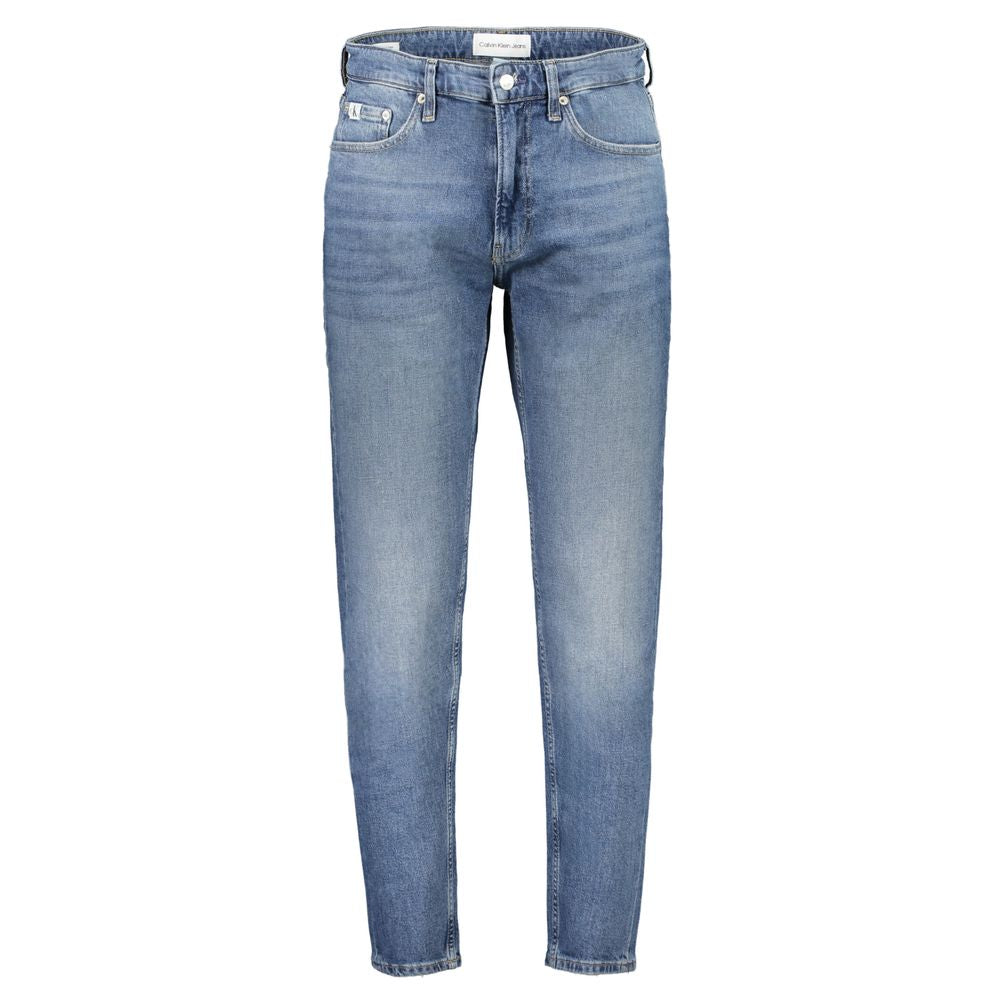 Jeans by Calvin Klein for men in stretch denim cotton blue features an sophisticated and tapered-leg & regular-fit with a precise long, creating a sophisticated and sophisticated silhouette.