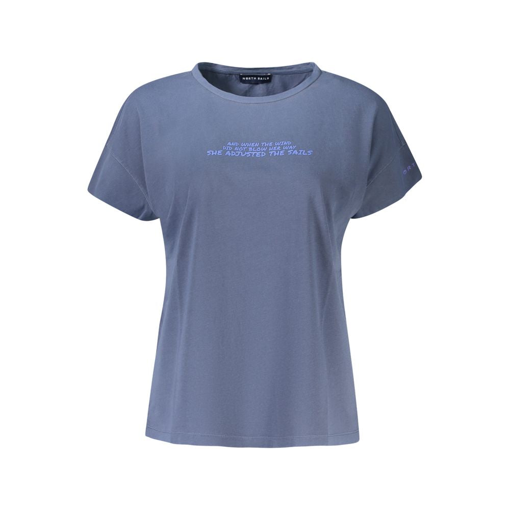 T-Shirt by North Sails for women in cotton blue & print features a plush silhouette, showcasing a sophisticated wide-neck neckline and short-sleeve for a truly plush finish.