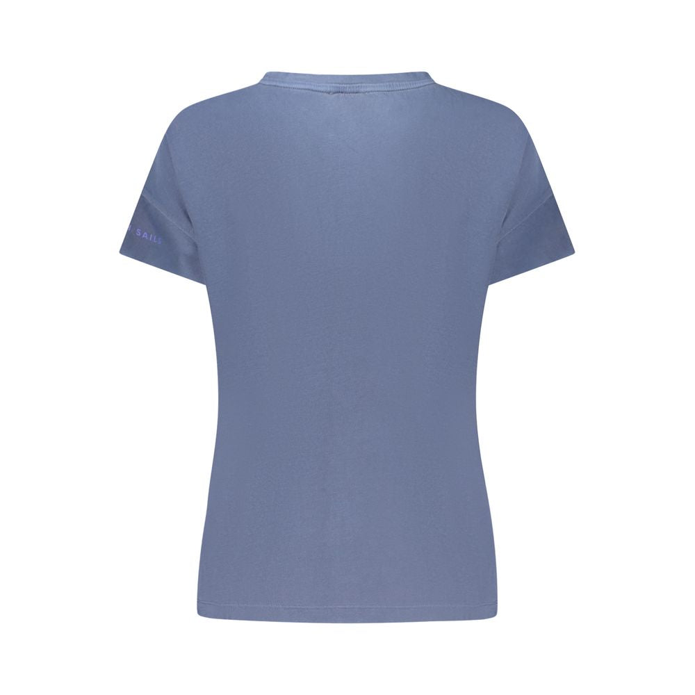 T-Shirt by North Sails for women in cotton blue & print showcases a unassuming silhouette, artfully detailed with a refined wide-neck neckline and unassuming for a sophisticated, contemporary look.