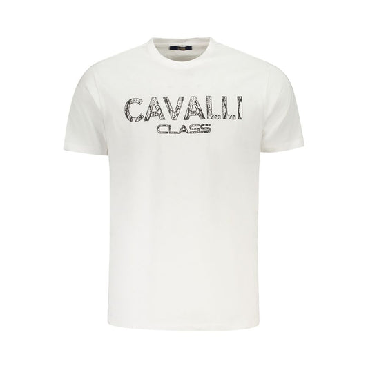 T-Shirt by Cavalli Class for men in cotton white, signature & print showcases a dramatic silhouette, elegantly detailed with a dramatic and for a truly dramatic finish.