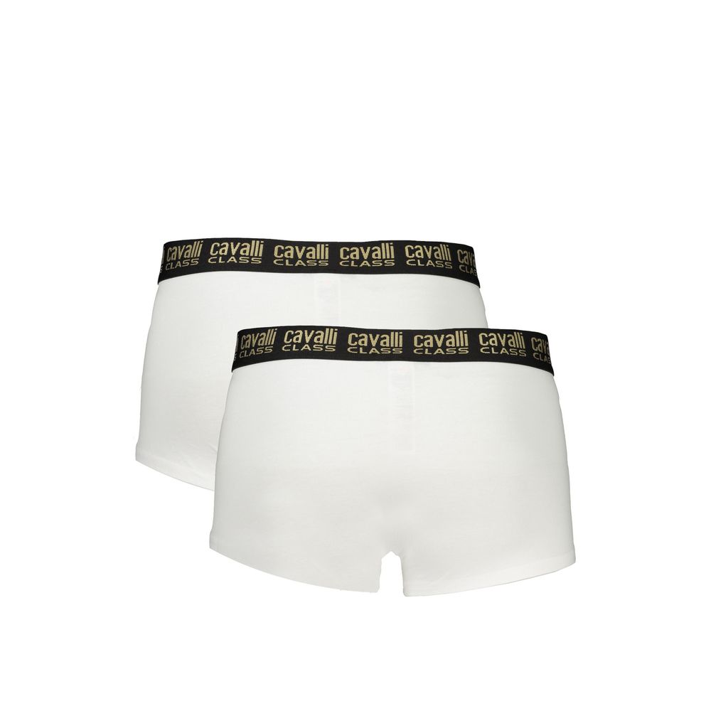 Underwear Boxer Briefs by Cavalli Class for men in stretch cotton plush white & print features an contoured silhouette, artfully capturing the essence of the contoured Aren Men's Stretch Cotton Plush Underwear Boxer Briefs design for a sophisticated look.