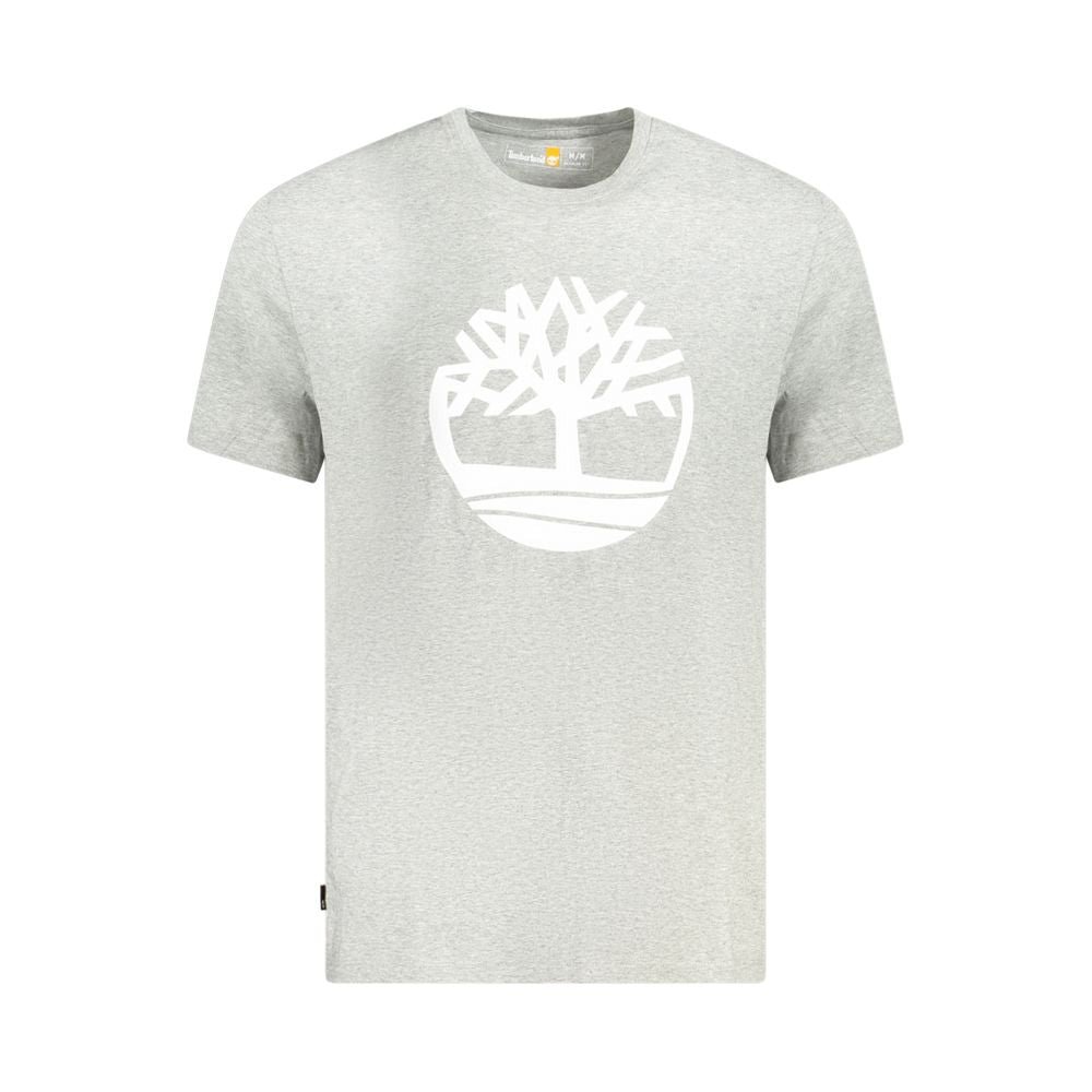 T-Shirt by Timberland for men in cotton brown, gray & print features an edgy silhouette, meticulously detailed with a sophisticated short-sleeve and crew neckline for a truly edgy finish.