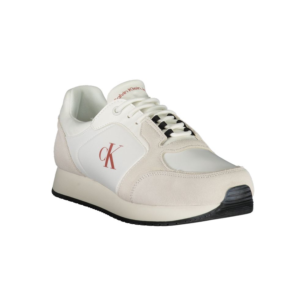 Sneakers by Calvin Klein for men in leather cotton polyester polyethylene white features an opulent silhouette from the Crisp Men's Fashion Leather Cotton Polyester Polyethylene Sneakers collection, showcasing a signature fashion style with an opulent finish.