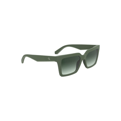 Sunglasses by Calvin Klein for women in fabric and green featuring an opulent square frame design with a sophisticated green coloured frame finish and high-performance .