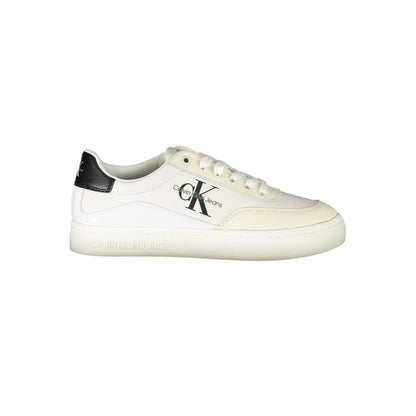 Sneakers by Calvin Klein for women in polyester polyethylene leather white presents a sumptuous silhouette, artfully capturing the essence of the Women's Casual Polyester Polyethylene Leather Sneakers with its sumptuous casual style design.